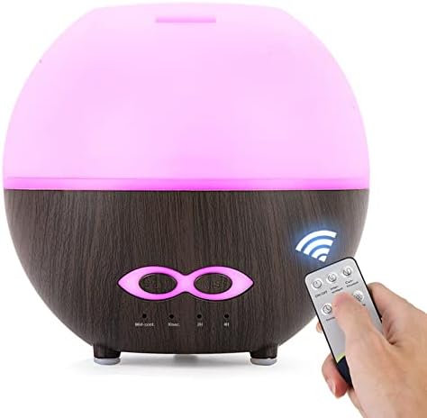 Diffuser,400ML Essential Oil Diffuser with 7-Color Mood Lights and Remote，Diffusers for Essential Oils with Adjustable Mist Output, Auto Shut Off, for Office Home Bedroom Living Room (Dark)