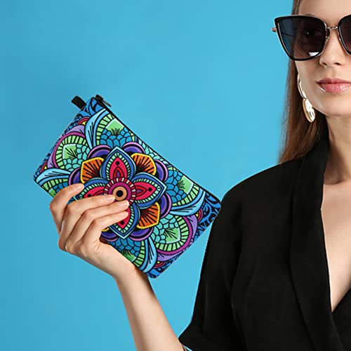 Image of Makeup Bag, MAGEFY Portable Travel Cosmetic Bag Zipper Pouch Waterproof Makeup Pouch Multifunctional Small Bag for Women (1 pack, dark blue flower 0179)