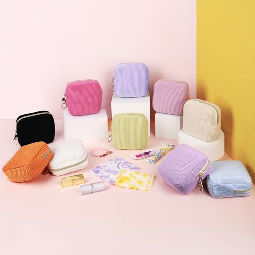Image of Period Bag for Teen Girls, Corduroy Sanitary Napkin Storage Bag, Menstrual Pad Pouches Tampon Holder for Purse