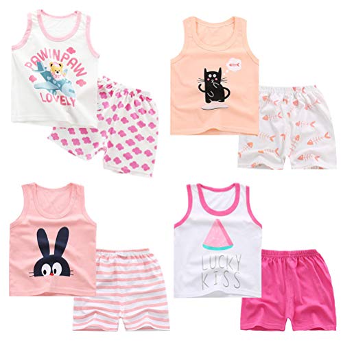 XM-Amigo 8 Pack de niños Niñas Bebés Niñas Chaleco sin Mangas Camiseta Interior Camisetas sin Mangas Suaves Edad 4-5 años （Altura Recomendada del niño：110-120 cm）