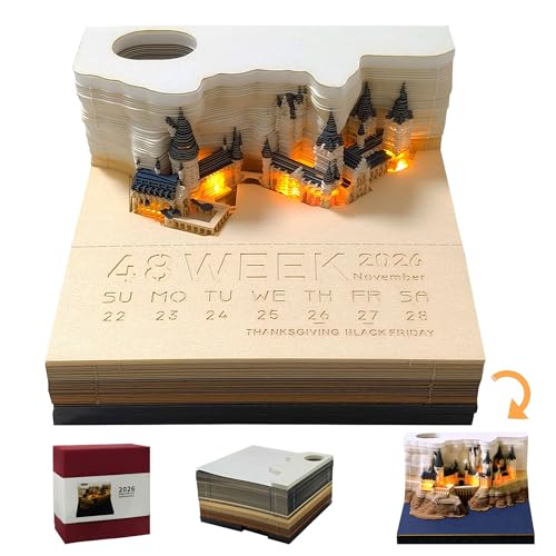 3D Calendar 2026 Desk Time Piece Calendar 2026 Time PieceCalendar Paper Sculpture Desk Decor With Mystical Design (B)
