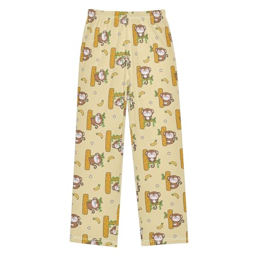Boys' Pants Monkey Tree Banana Flower Long Bottoms Jogger Pants Elastic Waist Trousers with Pockets S-XL