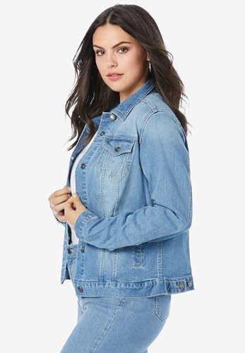 Roaman's Women's Plus Size Essential Stretch Denim Jacket3