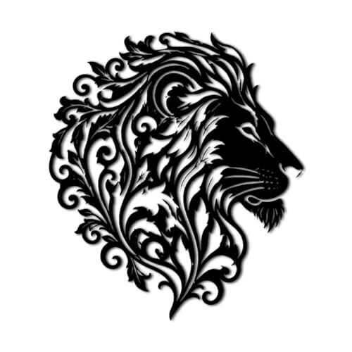 Ornate Lion Portrait Metal Wall Art Decor Outdoor Decor Metal
