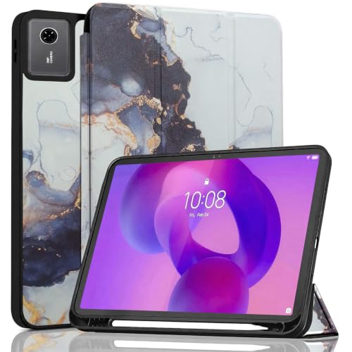 Image of ProElite Cover for Lenovo idea Tab 11 inch 2025 case Cover, Soft Flexible Flip Case Cover for Lenovo idea Tab 11 inch 2025 with Pen Holder [Recoil Series] - Marble Grey