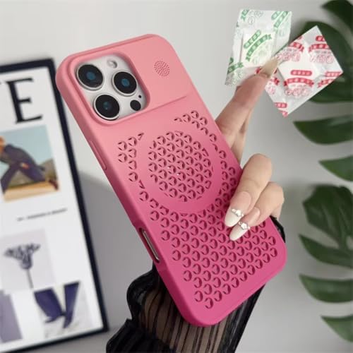 Coque iPhone 15 Pro Max respirante Rose-Rouge anti-surchauffe