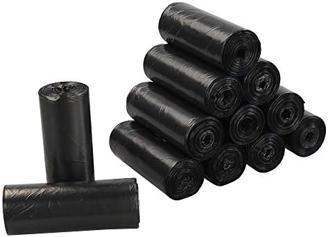 Qshape 300 Counts 40 L Kitchen Waste Bin Liners, Black Bin Liners Bags, 12 Rolls