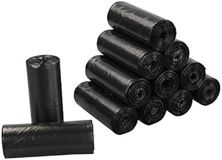 Qshape 300 Counts 40 L Kitchen Waste Bin Liners, Black Bin Liners Bags, 12 Rolls