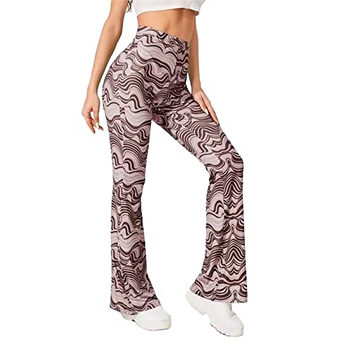 Leggins deportivos mujer Push Up, pantalones chándal mujer crossover leggings campana elásticos medias cintura alta pantacollant booty pantalones pierna ancha talla grande para jogging gym danza,