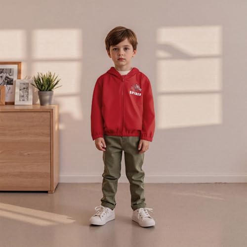 Hooded Jacket for Boy and Girls Fashionable Lightweight Spider Print Long Sleeve Zip Up Fall Coat4