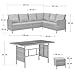 SVITA Madison Rattan-Lounge Polyrattan Ecksofa Gartenmöbel-Set Sofa Garnitur Couch-Eck Grau