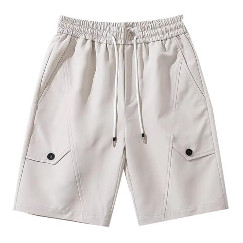 GUOYUXIAO Men's Casual Shorts Slim Fit for Daily Commute Picnic Casual-Apricot-Large
