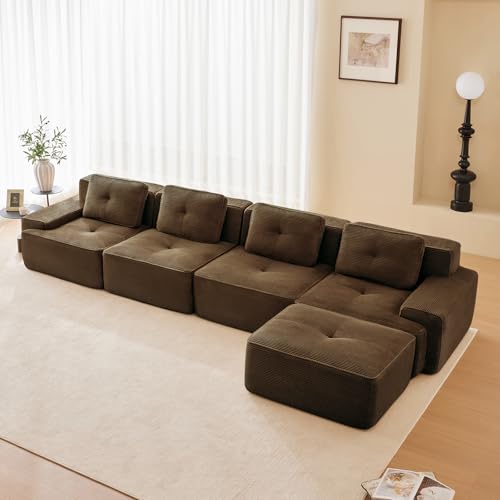 Image of Corduroy Modular Sectional Sofa, Oversized Cloud Couches for Living Room
