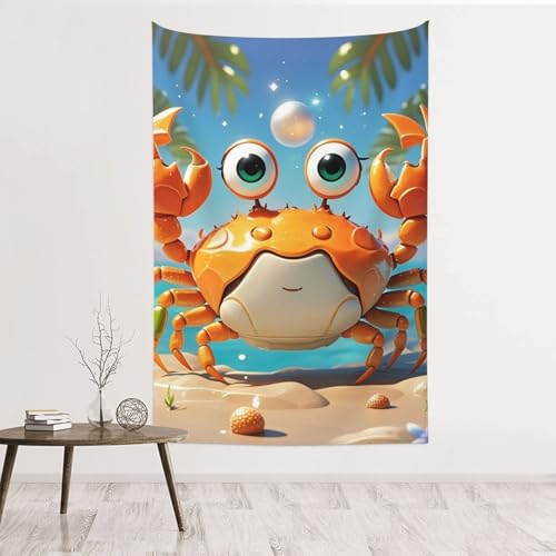 Tapisserie crabe dessin animé velours tenture murale amovible