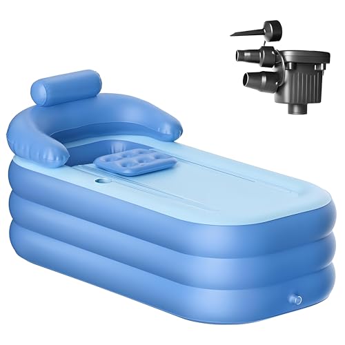 Banheira Inflável de Imersão Azul, 160 cm, PVC, Independente, Min...
