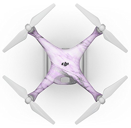 Design Skinz Design Skinz Purple Marble & Digital Silver Foil V10 Full-Body Wrap Decal Skin-Kit Compatible with The Drone DJI Phantom 4 Pro