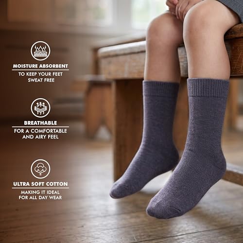 Image of Supersox Regular Length School Uniform Socks for Kids | Breathable Cotton | Anti-Odour & Moisture Absorbent | Durable Welt for All-Day Comfort | Grey Colour | Pack of 5