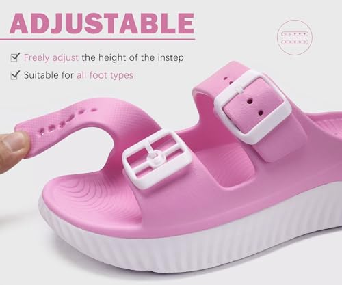 Image of KuaiLu Womens Recovery Sandals With Comfortable Plantar Fasciitis Arch Support, Orthotic Adjustable Thick Cushion Sport Slides Reduces Stress on Feet, Joints & Back Post-Exercise