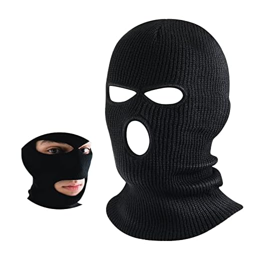 BBTO Pasamontañas de Punto de Invierno de 3 Agujeros Cubierta Facial Completa de Protección Pasamontañas de Esquí Térmico Bufanda Calentadora de Cuello para Actividades (Negro)