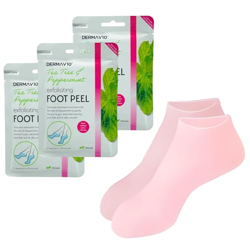 Kit de soins des pieds avec 3 masques exfoliants et chaussettes en silicone pour callosités