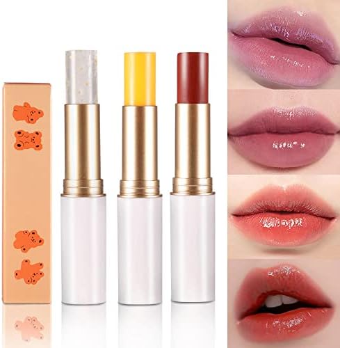 3Pcs Color Changing Lipstick PH Lipstick Lip Balm,Aloe Vera Strawberry Carrot Lipstick Rich in Vitamin E for All-Day Moisture, Temperature Change Long Lasting Waterproof