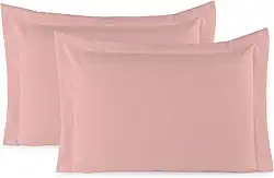 Kit 02 Fronhas Aba Americana Tecido Percal 400 Fios Antiácaro, Anti-pilling com Toque Macio - Rose