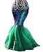 IFLOVE Womens Sexy Mermaid Halloween Costume Fancy Party Sequins Maxi Dress Tail Skirt (US 10, Green)
