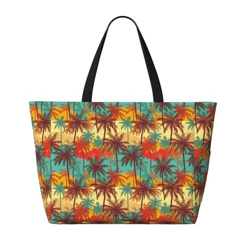 Colorful Hawaii Palms Print Beach Pool Bags Tote For Women Ladies Large Gym Tote Carry On Bag For Weekender Travel Waterproof2
