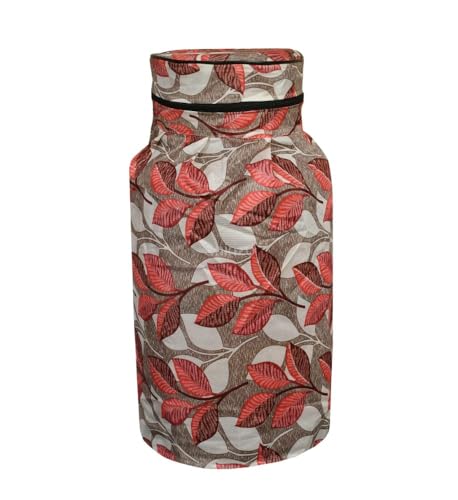 Image of Woah Cotton DustProof and Dustproof LPG Gas Cylinder Cover| Top Design Stain| Dust| DustProof PVC LPG Gas Cylinder Cover, Polyester Gas Tank Cover Fits StandardG (Pack of 1, Pink Leaf)