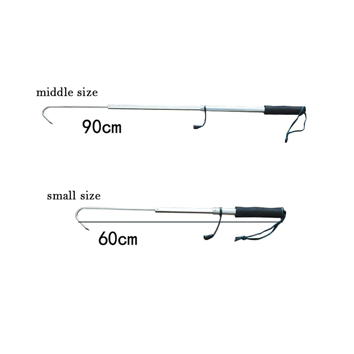 60/90cm Teleskop Versenkbare Fisch Gaff Edelstahl EIS Meer Angeln Edelstahl Eva Speer Haken Anzugehen