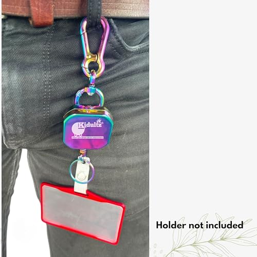 Image of Heavy Duty Metal Zinc Alloy I'd Card Retractable Black Stylish Badge yoyo Reel, Key Chain Holder Belt Clip Pull Cord with 27.5 inch Steel Cable (Multicolour)