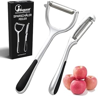 Bugucat Peeler 2PCS,Vegetable Peeler Premium Stainless Steel Potato Peelers,Apple Peeler with Sharp Blade and Ergonomic Non-Slip Handle Shape Swivel, Carrot Eggplant Pear Mango Cucumber Fruit Peelers
