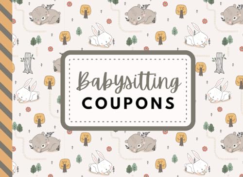 Mimi Babysitting Coupons: 50 Vouchers / Unique Designs on Each Gift Certificate / Blank Template Booklet / For New Mom - Dad - Parents / Zoo Jungle Safari Animal Theme / Elephant Giraffe Lion Cover