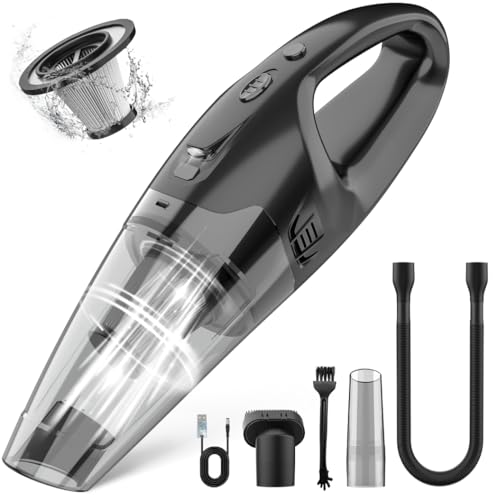 BSRCO Handheld Vacuum Cordless, Lightweight 1.65 lbs Car Vacuum, USB Charge, LED Light, Washable...