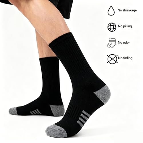 Image of Men's Cushioned Crew Socks 6 Pack Cotton Running Athletic Socks Sport Daily