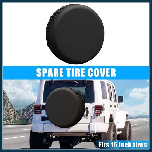 Image of Universal 190T Polyester Spare Tire Cover for Jeep Trailer RV SUV Truck Wheel Suitable for Tires Size 27 inch-28 inch Fit Overall Wheel Diameter 15 Inch Automotive Parts