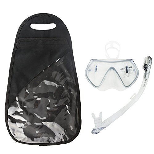 WACOOL Adults Snorkeling Snorkel Diving Scuba Package Set with Anti-Fog Coated Glass Purge Valve and Anti-Splash Silicon Mouth Piece for Men Women (Silver)