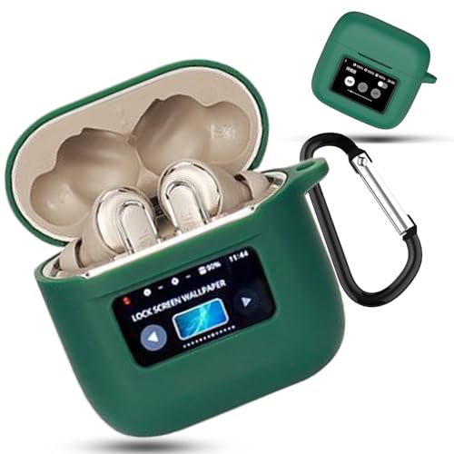 For jbl tour pro2 ケース 【ESEENN】 対応 jbl tour pro2 柔らかく快適なシリコン素材(カラビナ付き )損失の防止 落下防止 キズ防止 耐衝撃 装着充電可能 防水 防塵 (グリーン)