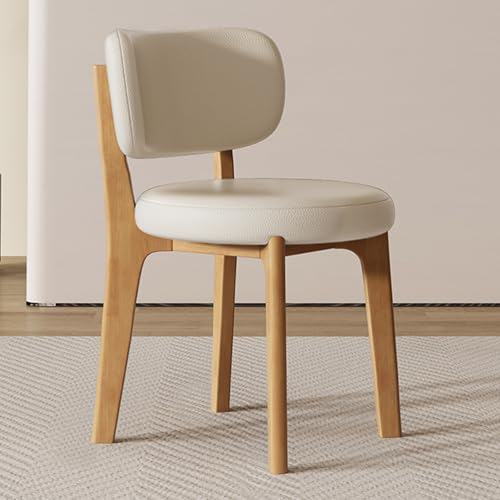 Juego de 2 sillas de comedor ergonómicas modernas tapizadas con respaldo curvado, elegante marco de madera, sillas de salón sin brazos para cocina y sala de estar (beige natural)