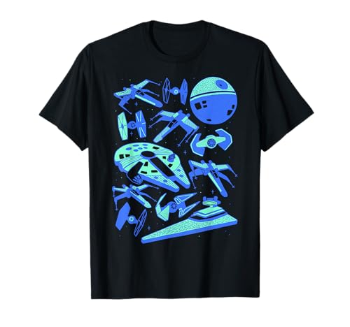 T-shirt Star Wars Vintage Art avec vaisseaux bleus pour fan de pop culture