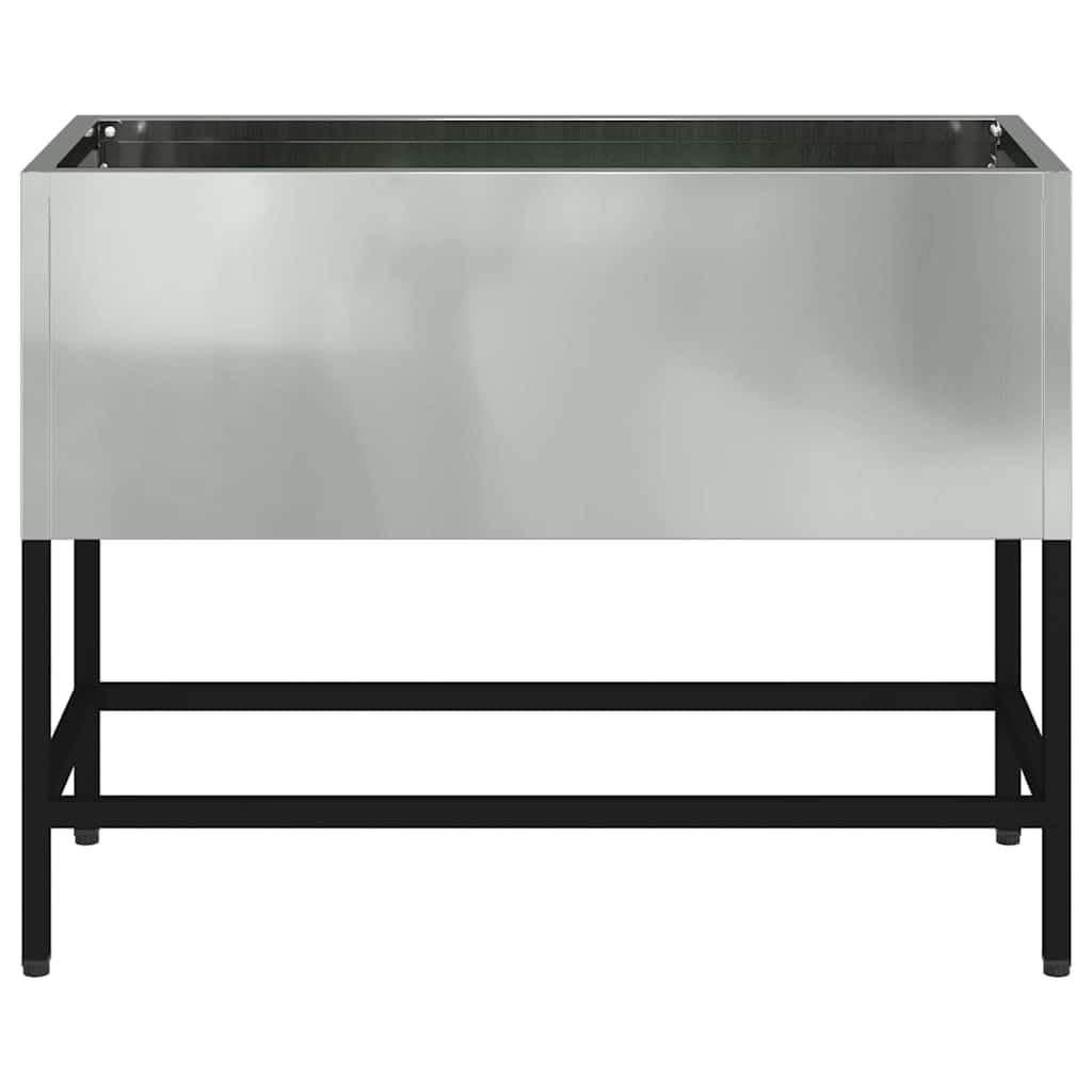 Podwyzszona doniczka ogrodowa metalowa 60x26x45 cm srebrna prostokatna donica na kwiaty na taras balkon odporna na UV stal galwanizowana nowoczesny styl latwy montaz