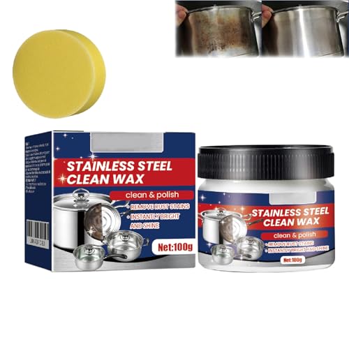 Cire nettoyante pour acier inoxydable, pâte nettoyante pour acier inoxydable à base de nanotechnologie, nettoyant pour ustensiles de cuisine en acier inoxydable (1pcs)