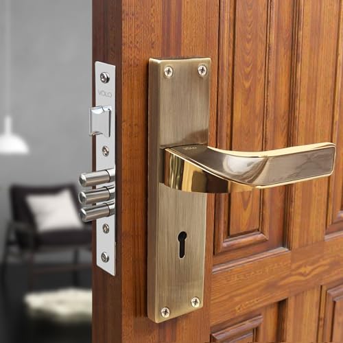 Image of VOLO Stainless Steel Mortise Lock | 8 Inch Lock Body | Main Door Handle Set with Keys | Wooden Door Lockset | Hotel Office Home Door Lock | 3 Keys | 10 Year Lock Body Warranty (Antique | KY)