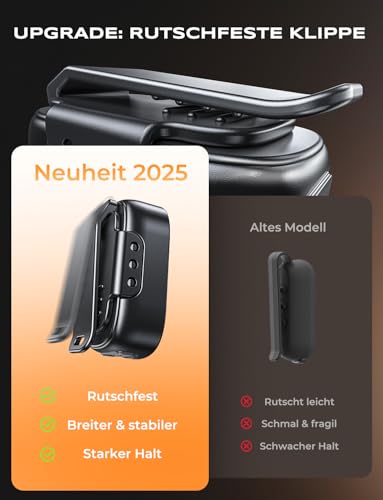 Glangeh 500LM Clip-Mini Taschenlampe EDC Led Aufladbar mit Spot & Flood, 10 Modi Freihändige Stroboskope & Sicherheitslichter Lauflicht mit IP65 Wasserdicht für Läufer/Arbeit/Notfall/Wandern/Boote