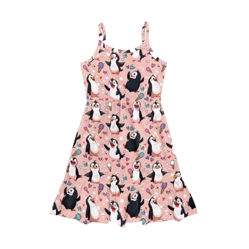 Summer Sleeveless Dress Spaghetti Straps Dresses for Girls Knee Length Halter Dress3