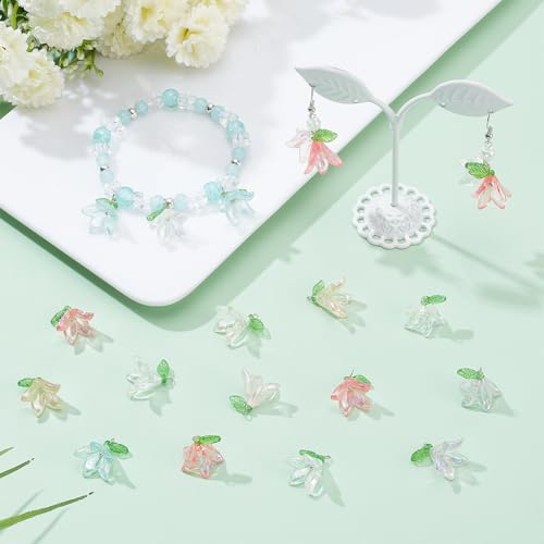 SUNNYCLUE 90Pcs Acrylic Lily Charms, Bulk Flower Leaf Transparent Plastic Floral Leaves - Image 4