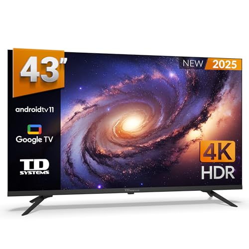 TD Systems - Smart TV 43 Pulgadas 4K HDR10 sin Marcos, Android 11, Google Assistant, Control por Voz, televisión TDT 2025. Televisor con 3 años de Garantia - PRIME43K20GLE