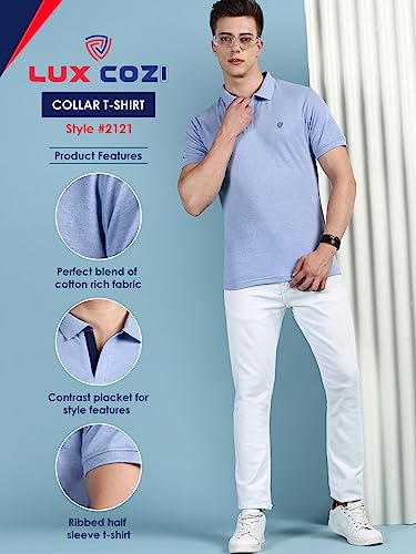 Image of Lux Cozi Mens Cotton Solid Relaxed Fit Polo Shirt