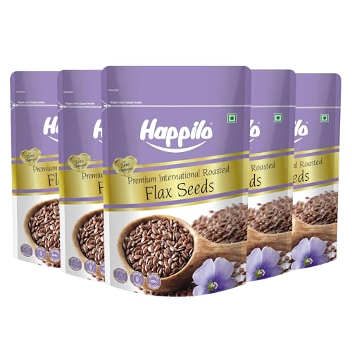 Image of Happilo Roasted Flax Seeds For Eating -250g | Omega-3 Flax Seeds For Hair Growth | Rich With Fiber For Weight Management | Alsi Seeds (Pack of 5)