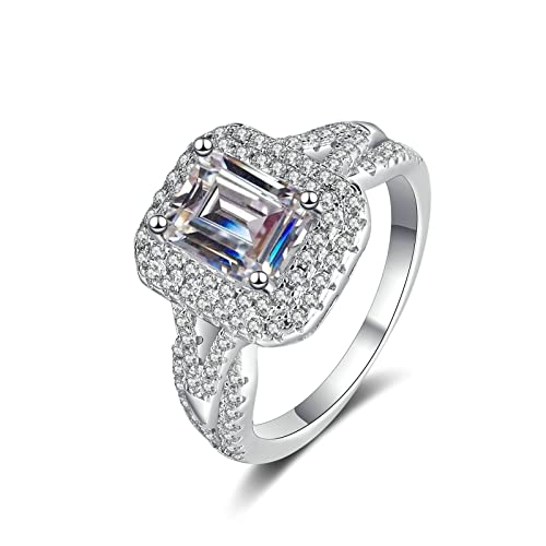 Bague moissanite 2ct femme argent 925 bijoux mariage fiancaille alliance élégante